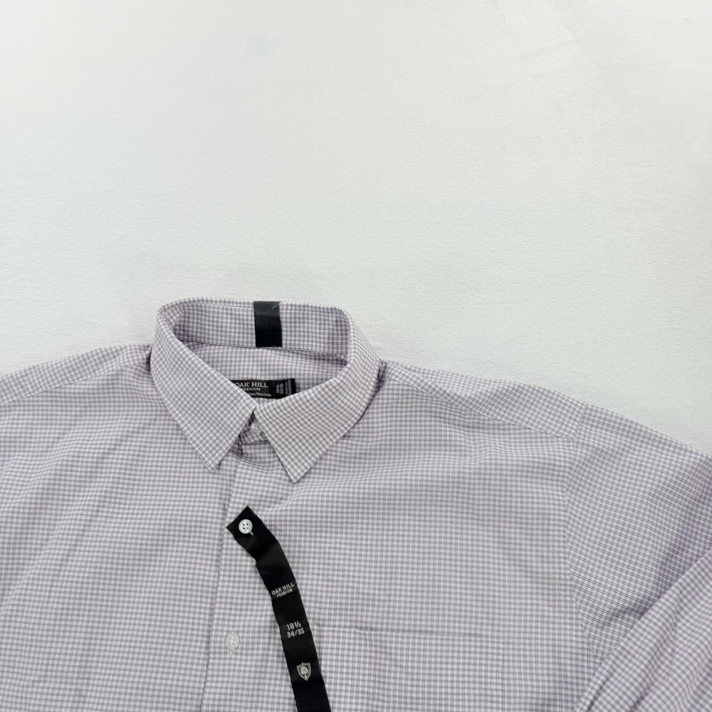 Oak Hill Shirt Mens 18.5 34/35 Blue Check Big Tall Non Iron Long Sleeve Dress - Picture 13 of 16